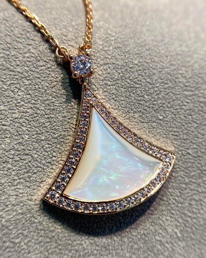 [Stellar Jewelry]DREAM MOP DIAMOND PAVED PINK GOLD NECKLACE