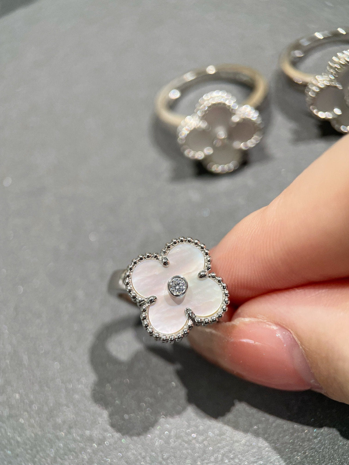 [Stellar Jewelry]CLOVER SILVER MOP DIAMOND RING