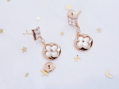 [Stellar Jewelry]STAR AND SUN PINK GOLD MOP DROP EARRINGS