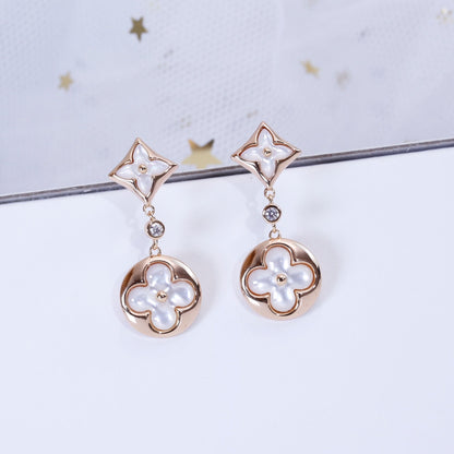 [Stellar Jewelry]STAR AND SUN PINK GOLD MOP DROP EARRINGS