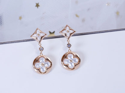 [Stellar Jewelry]STAR AND SUN PINK GOLD MOP DROP EARRINGS
