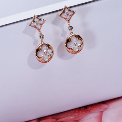[Stellar Jewelry]STAR AND SUN PINK GOLD MOP DROP EARRINGS