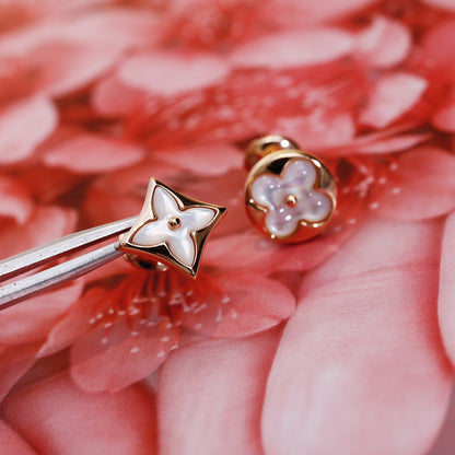 [Stellar Jewelry]STAR AND SUN PINK GOLD MOP STUD EARRINGS