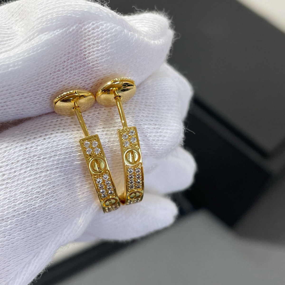 [Stellar Jewelry]LOVE DIAMOND GOLD HOOP EARRINGS
