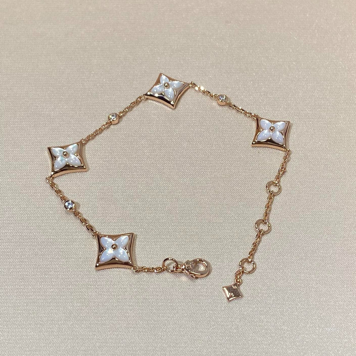 [Stellar Jewelry]STAR 4 MOTIF MOP DIAMOND PINK GOLD BRACELET