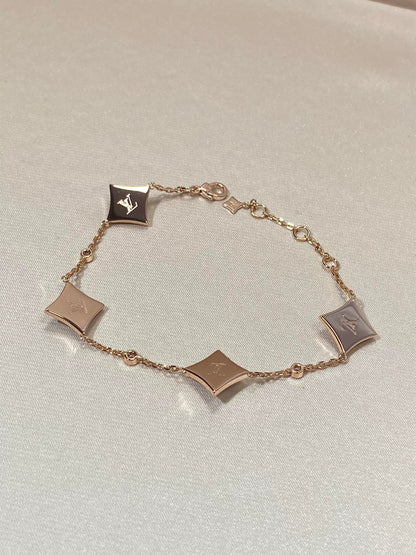 [Stellar Jewelry]STAR 4 MOTIF MOP DIAMOND PINK GOLD BRACELET