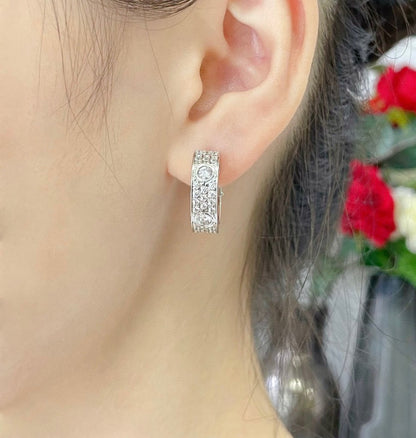 [Stellar Jewelry]LOVE 5.5MM DIAMOND PAVED EARRINGS