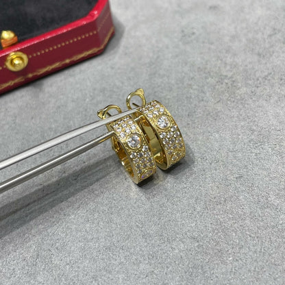[Stellar Jewelry]LOVE 5.5MM DIAMOND PAVED EARRINGS