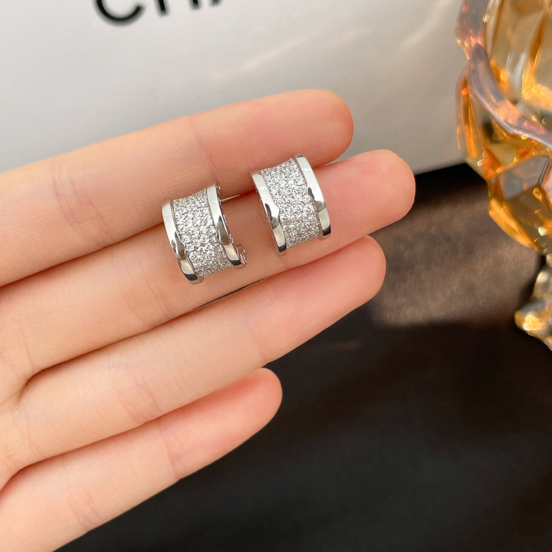 [Stellar Jewelry]ZERO 1 DIAMOND PAVED EARRINGS