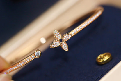 [Stellar Jewelry]IDYLLE PINK GOLD OPEN BRACELET DIAMOND PAVED