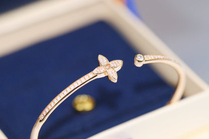 [Stellar Jewelry]IDYLLE PINK GOLD OPEN BRACELET DIAMOND PAVED