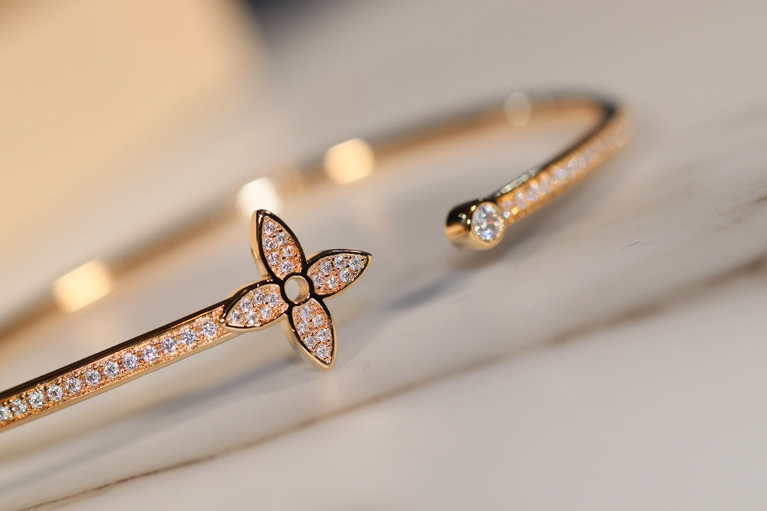 [Stellar Jewelry]IDYLLE GOLD OPEN BRACELET DIAMOND PAVED