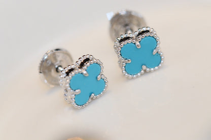 [Stellar Jewelry]CLOVER MINI TURQUOISE SILVER STUD EARRINGS