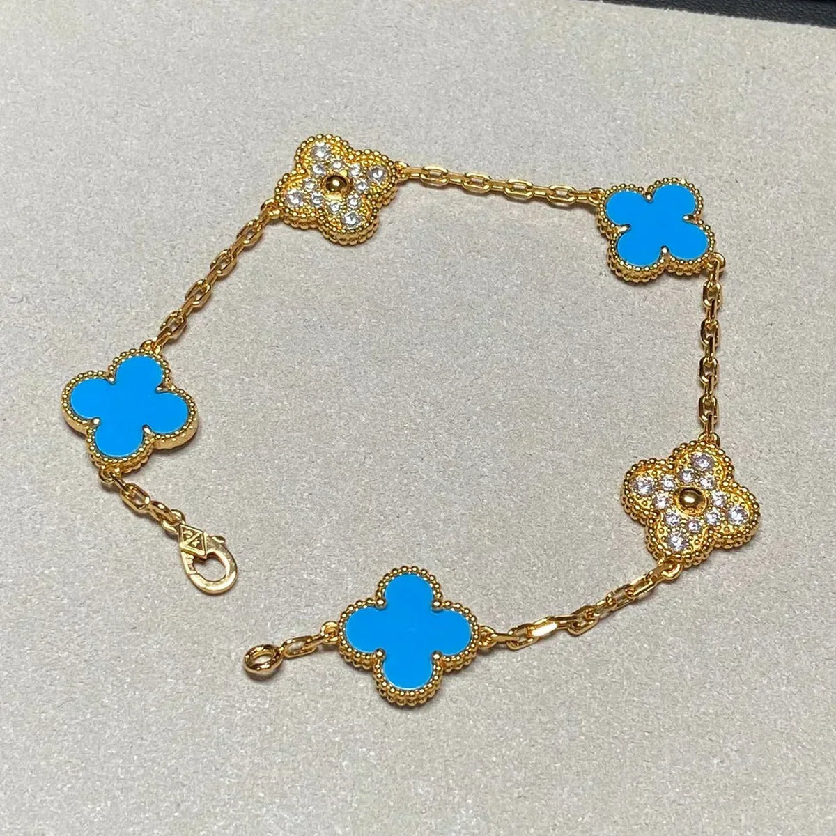[Stellar Jewelry] CLOVER 5 MOTIF BLUE AGATE BRACELET COLLECTION