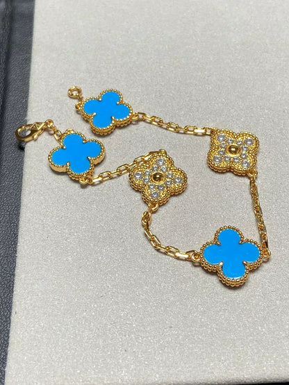 [Stellar Jewelry] CLOVER 5 MOTIF BLUE AGATE BRACELET COLLECTION