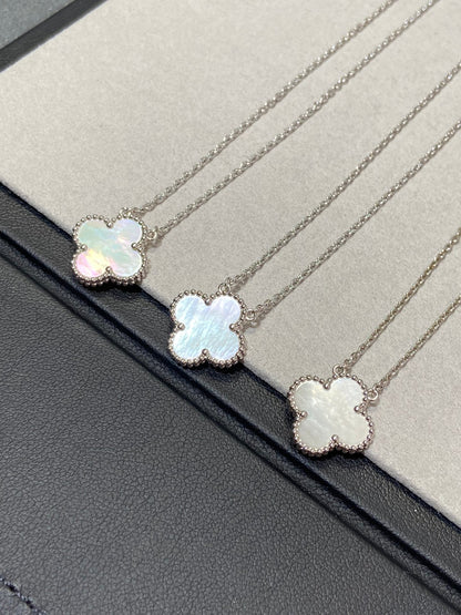 [Stellar Jewelry]CLOVER MEDIUM SILVER WHITE MOP NECKLACE