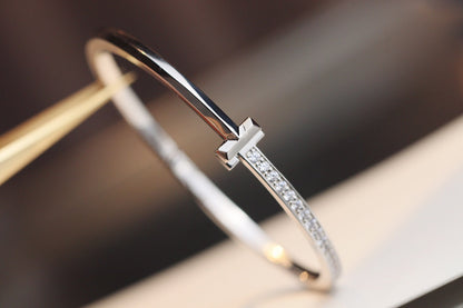 [Stellar jewels]NARROW T1 HINGED BANGLE DIAMOND SILVER