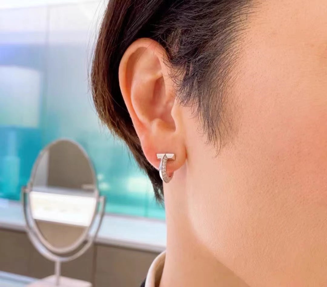 [Stellar jewels]T1 HOOP DIAMOND EARRINGS