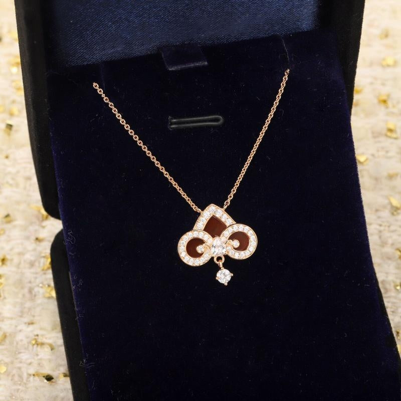 [Stellar jewels]FLEUR DE LIS PINK GOLD DIAMOND NECKLACE