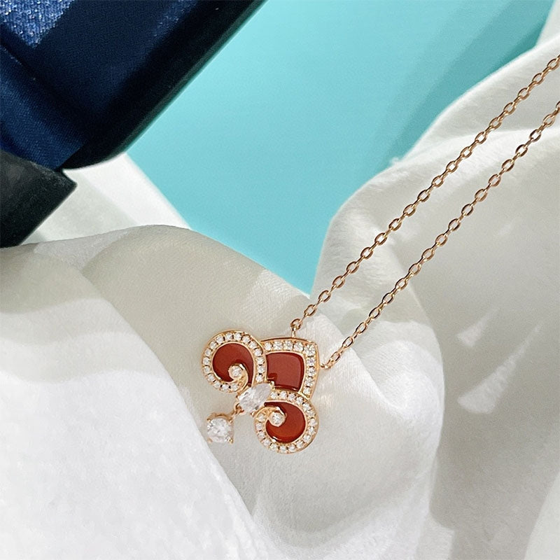 [Stellar jewels]FLEUR DE LIS PINK GOLD DIAMOND NECKLACE