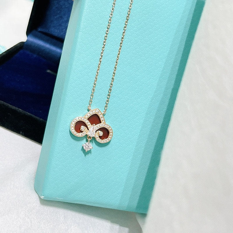 [Stellar jewels]FLEUR DE LIS PINK GOLD DIAMOND NECKLACE