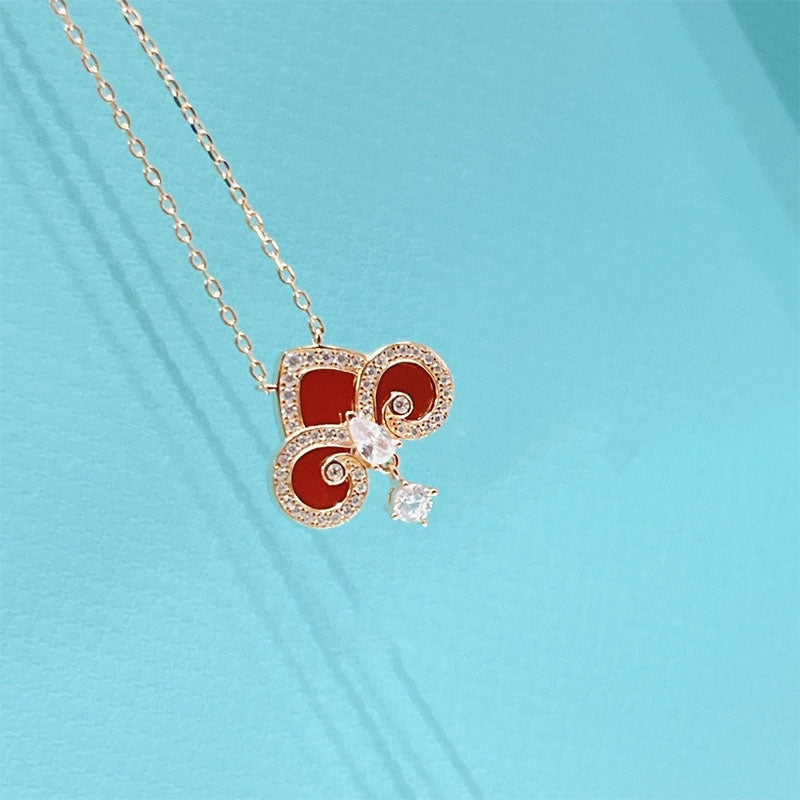 [Stellar jewels]FLEUR DE LIS PINK GOLD DIAMOND NECKLACE