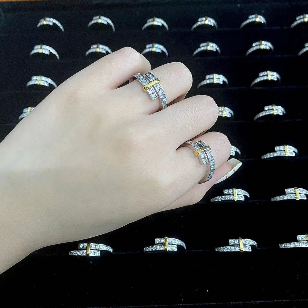[Stellar jewels]EDGE GOLD SILVER DIAMOND RING