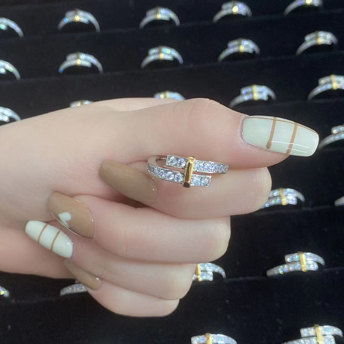 [Stellar jewels]EDGE GOLD SILVER DIAMOND RING