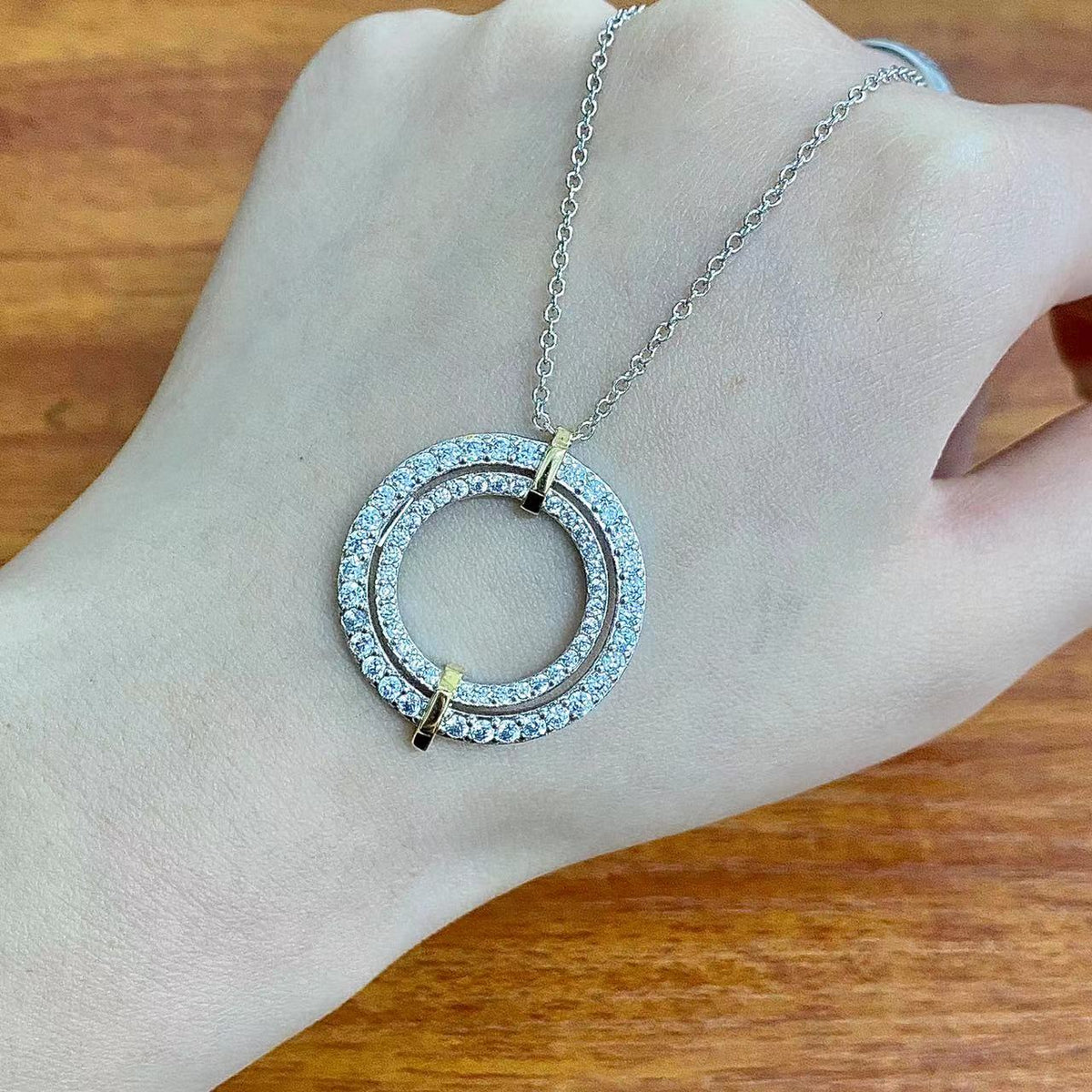 [Stellar jewels]EDGE DIAMOND GOLD SILVER NECKLACE