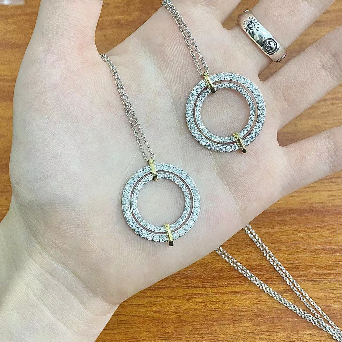 [Stellar jewels]EDGE DIAMOND GOLD SILVER NECKLACE