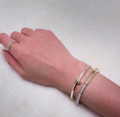 [Stellar jewels]LOCK PINK GOLD SILVER DIAMOND BRACELET