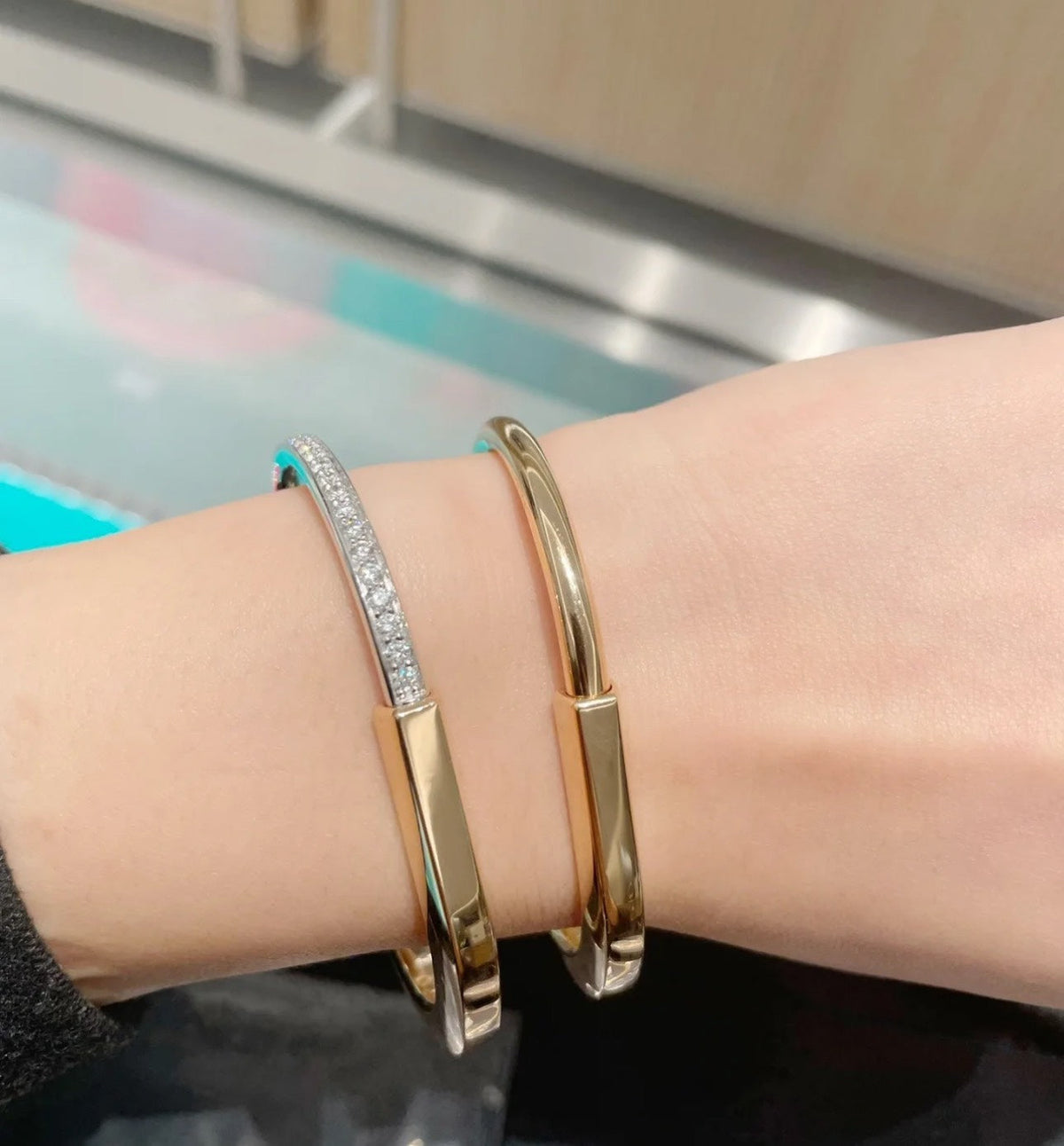 [Stellar jewels]LOCK PINK GOLD SILVER DIAMOND BRACELET