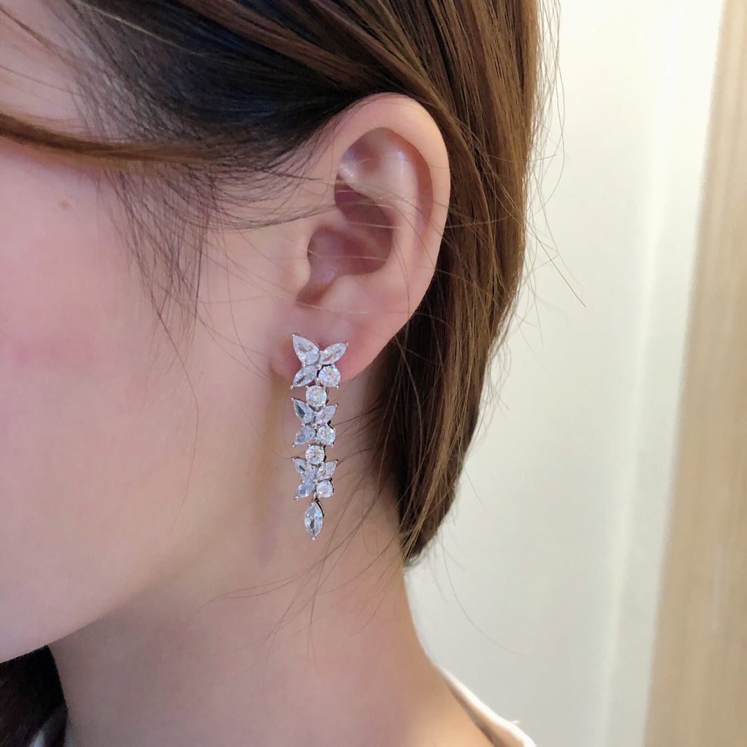 [Stellar jewels]VICTORIA SILVER DIAMOND DROP EARRINGS