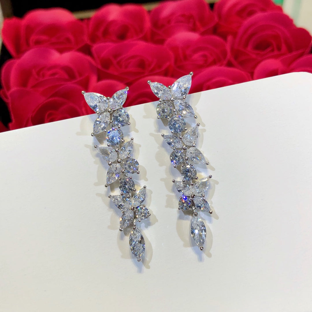 [Stellar jewels]VICTORIA SILVER DIAMOND DROP EARRINGS