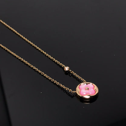 [Stellar Jewelry]COLOR BLOSSOM PINK MOP SUN GOLD NECKLACE