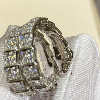 [Stellar Jewelry]SERPENTI DOUBLE RING SILVER DIAMOND PAVED