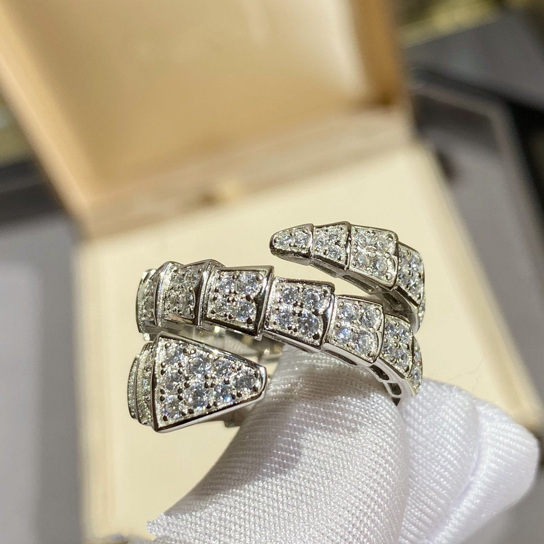 [Stellar Jewelry]SERPENTI DOUBLE RING SILVER DIAMOND PAVED