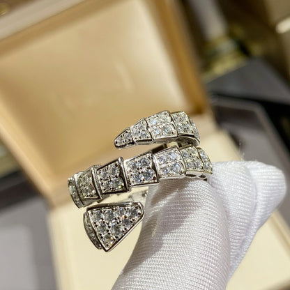 [Stellar Jewelry]SERPENTI DOUBLE RING SILVER DIAMOND PAVED