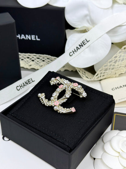 [Stellar Jewelry]26C Pink-White Enamel Ice Cream Cone Double C Brooch
