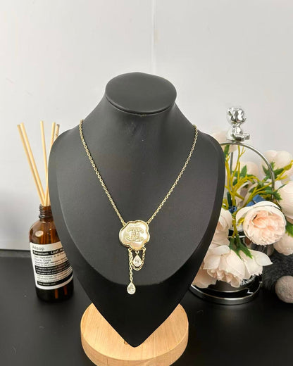 [Stellar Jewelry]Cloud Pearl Mother-of-Pearl Diamond Chain Pendant Necklace