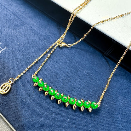 [Stellar Jewelry]New Arrival: Green Bead Rivet Necklace