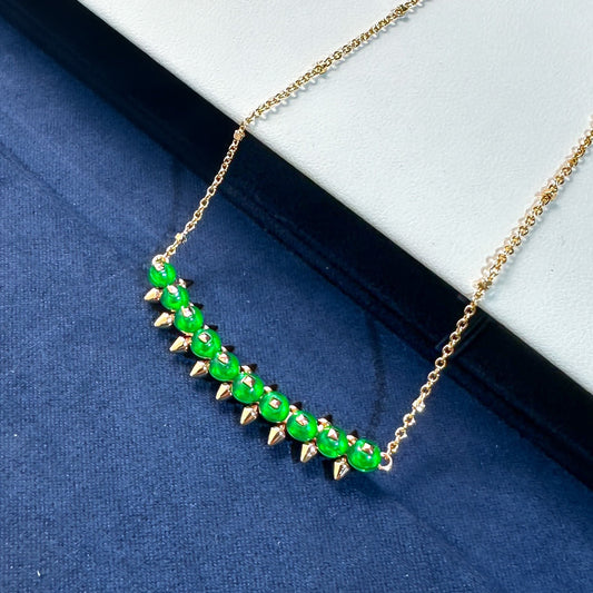 [Stellar Jewelry]New Arrival: Green Bead Rivet Necklace