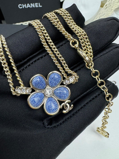 [Stellar Jewelry]New Blue Floral Double-Layer Necklace
