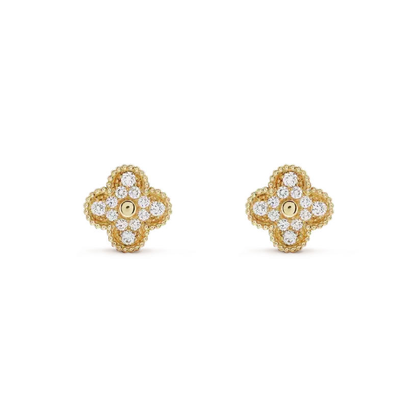 [Stellar Jewelry]CLOVER MEDIUM 1 MOTIFS FUll DIAMOND EARRINGS