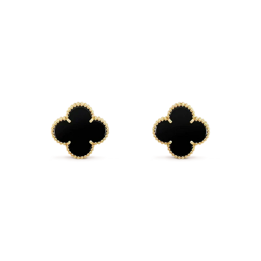 [Stellar Jewelry]CLOVER MEDIUM 1 MOTIFS  ONYX STUD EARRINGS