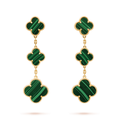 [Stellar Jewelry]CLOVER MALACHITE 3 MOTIFS GOLD