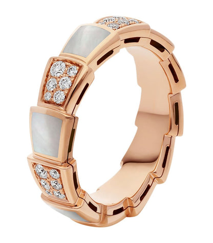 [Stellar Jewelry]SERPENTI RING PINK GOLD MOP DIAMOND PAVED 4MM