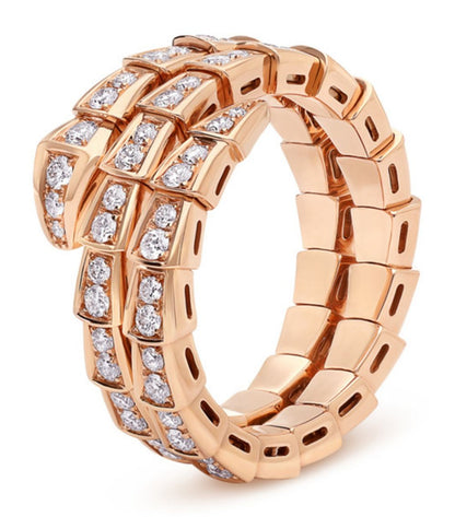 [Stellar Jewelry]SERPENTI RING PINK GOLD DIAMOND DOUBLE ROW