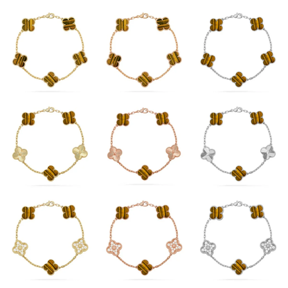 [Stellar Jewelry] CLOVER 5 MOTIFS TIGER EYE BRACELET COLLECTION