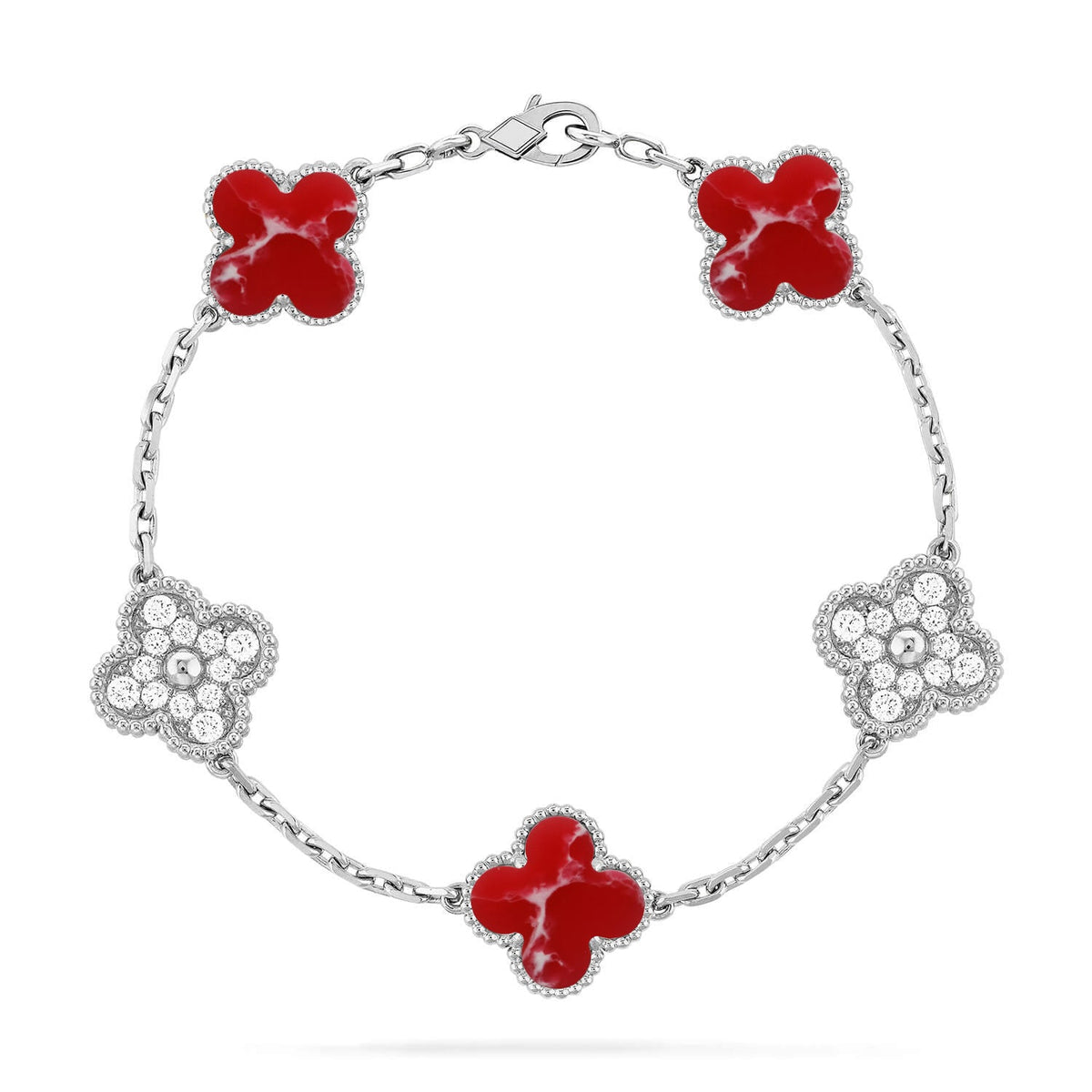 [Stellar Jewelry]CLOVER 5 MOTIF RED PATTERN BRACELET COLLECTION